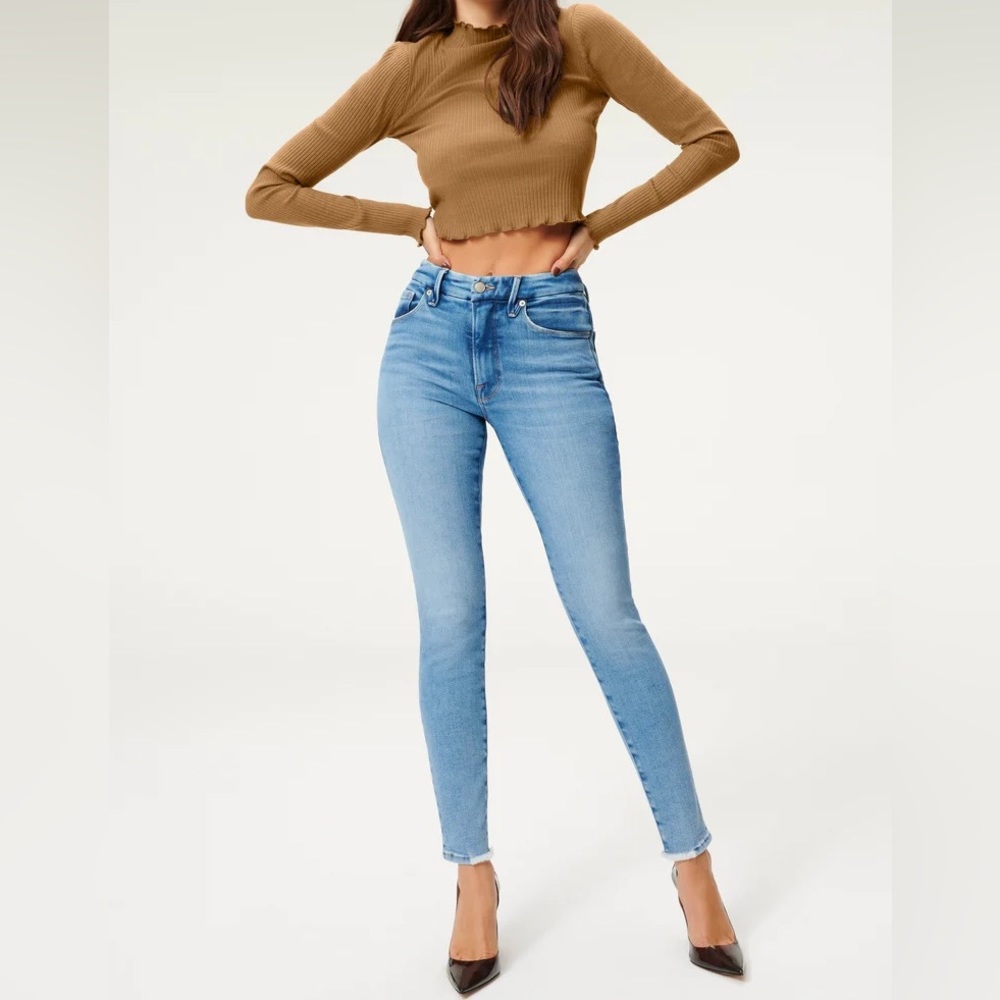 GOOD AMERICAN *Like New* High-Waisted Jeans | Good Legs Worn Hem